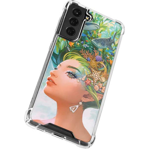 Mermaid with Sea Stars in Her Hair by Ivy Dolamore Galaxy S21 FE Clear Case
